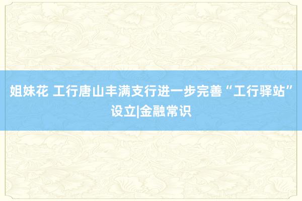 姐妹花 工行唐山丰满支行进一步完善“工行驿站”设立|金融常识