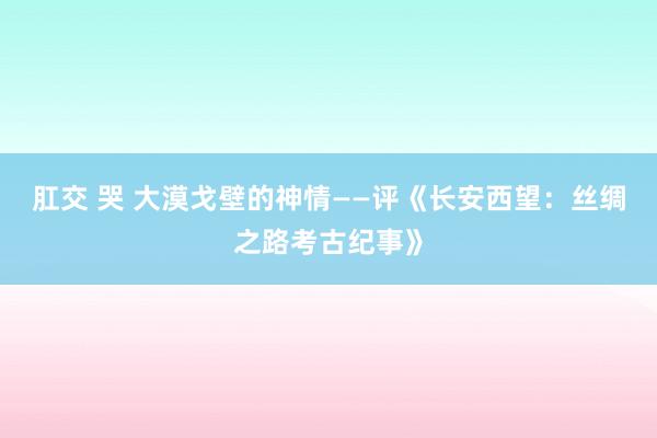 肛交 哭 大漠戈壁的神情——评《长安西望：丝绸之路考古纪事》