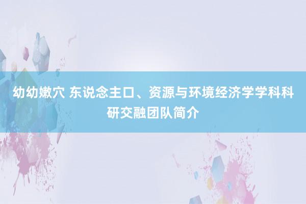 幼幼嫩穴 东说念主口、资源与环境经济学学科科研交融团队简介