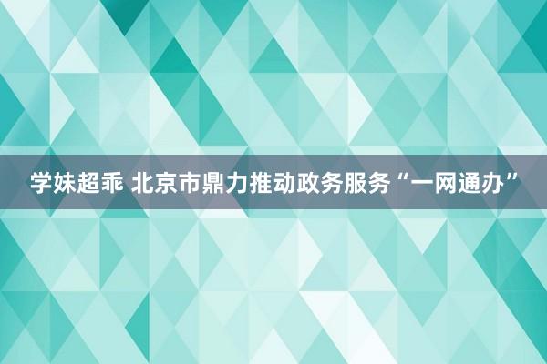 学妹超乖 北京市鼎力推动政务服务“一网通办”